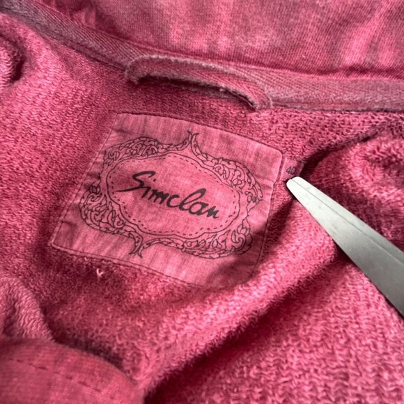 Simclan Womens Burgundy Textured Zip Up Hoodie Jacket Size 40 Outdoor Pockets - Picture 3 of 10